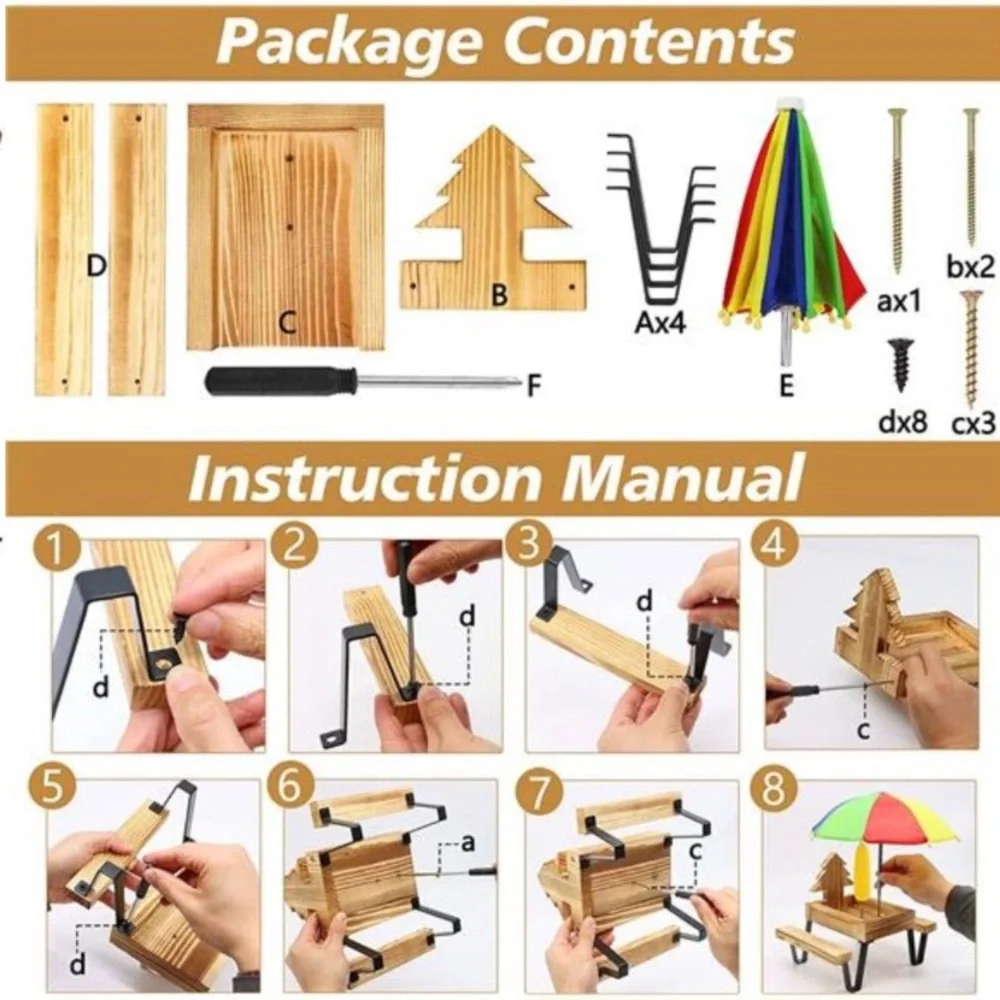 Squirrel Feeder, Squirrel Picnic Table Feeder for Outside with Umbrella Benches